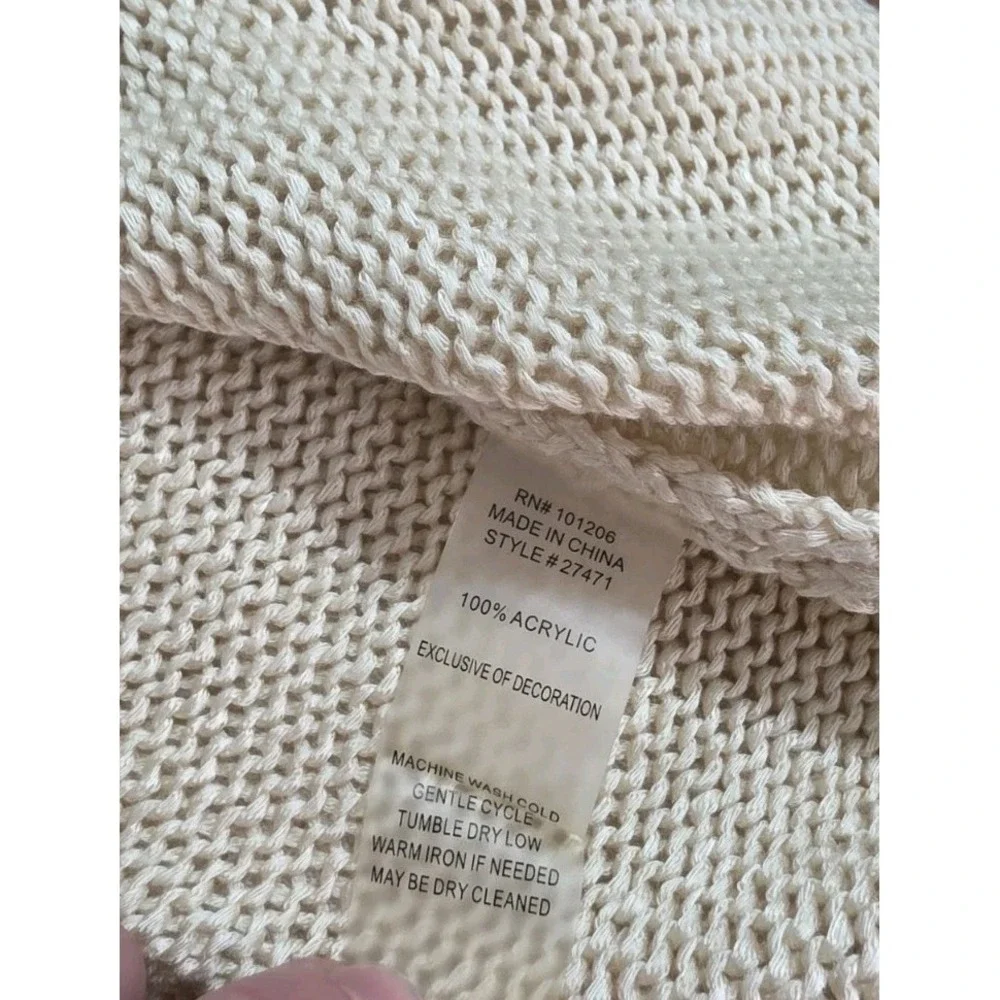 Soft Surroundings Cozy Sweater Tunic  Ivory Pullover‎ Pocket Long Sleeve Sz XL